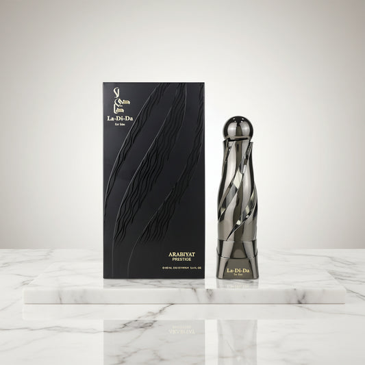 La-Di-Da perfume bottle and packaging on a white background