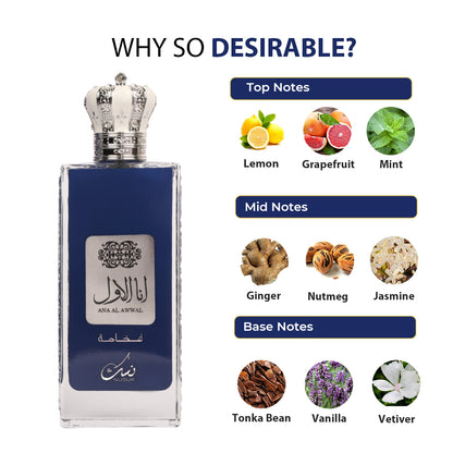 NUSUK - ANA AL AWWAL BLUE 3.4FL.OZ EDP SPRAY FOR MEN