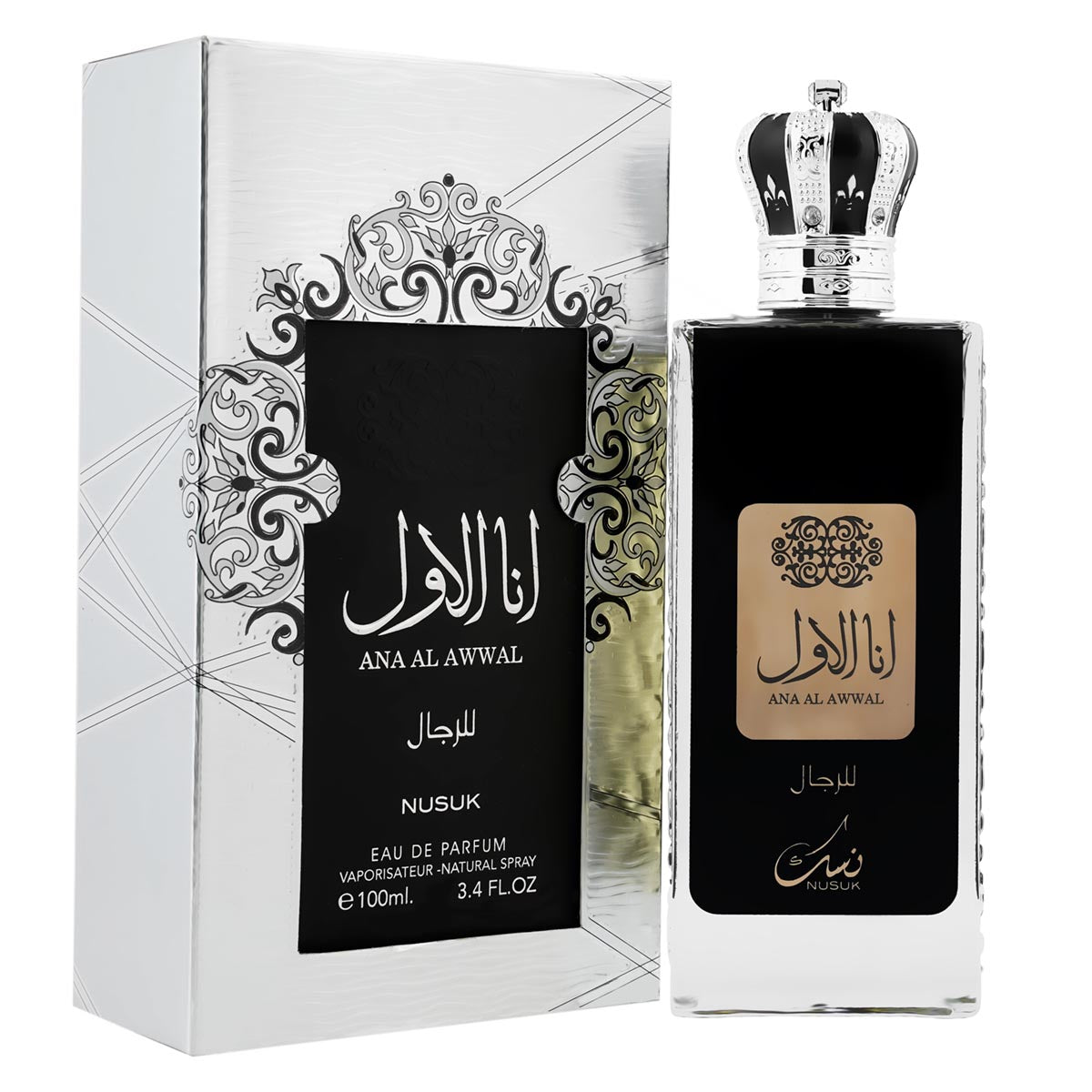 NUSUK - ANA AL AWWAL MEN (BLACK AND SILVER) 3.4 EDT SPRAY MEN