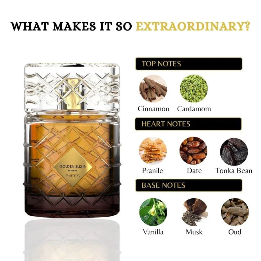 ARABIYAT PRESTIGE - GOLDEN ELIXIR RESERVE EXTRAIT DE PARFUM | 3.4FL.OZ | FOR MEN AND WOMEN
