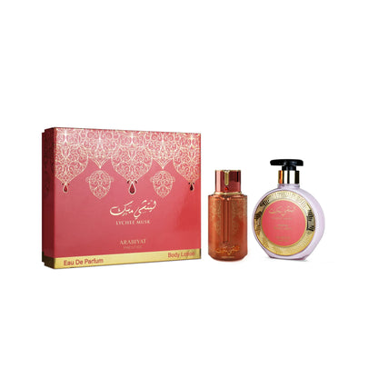 ARABIYAT PRESTIGE - SET - LYCHEE MUSK 2 PCS SET EDP FOR WOMEN AND MEN
