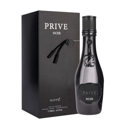 RIIFFS - PRIVE NOIR BLACK CHAMPAGNE BOTTLE 3.4FL.OZ EDP SPRAY FOR MEN